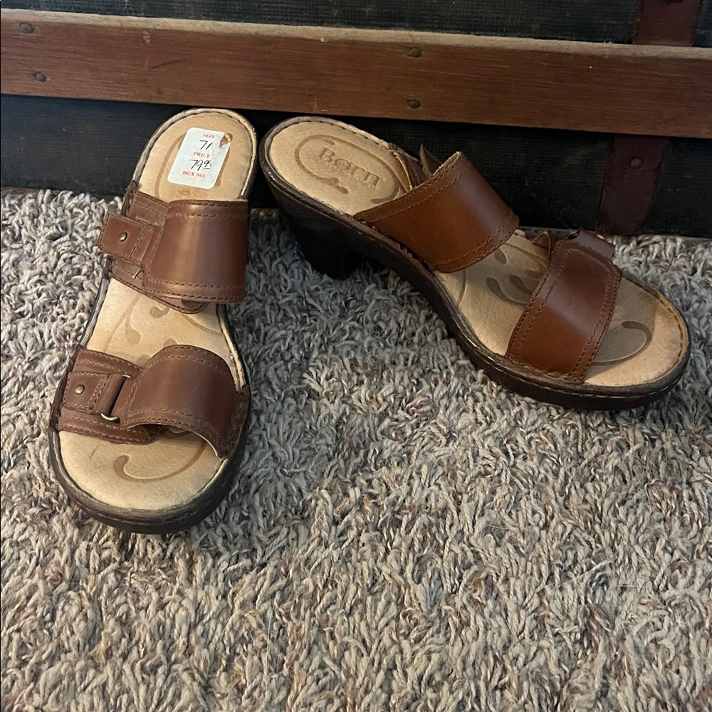 Born Brown Leather Comfort Heels. Women 7. Like new!